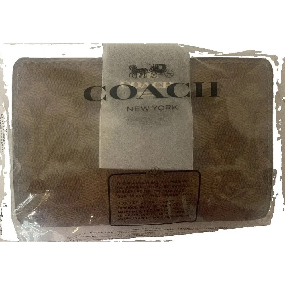 Coach Medium Corner Zip Wallet Signature Canvas Tan/Brown CW786 -NWOT New In Bag